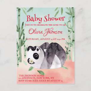 Carte Postale Panda Tumbling Cute Baby shower des sexes Invitati