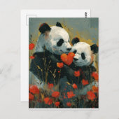 Carte Postale Panda Valentine (Devant / Derrière)