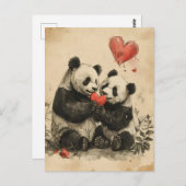 Carte Postale Panda Valentine (Devant / Derrière)