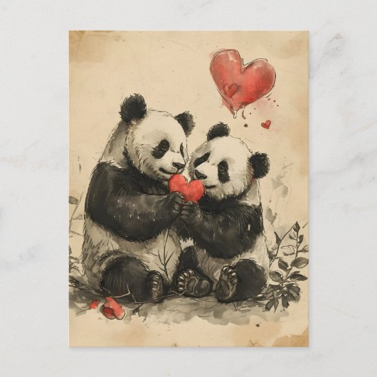 Carte Postale Panda Valentine (Devant)