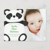 Carte Postale Panda vert ours bébé Faire-part de naissance (Devant)