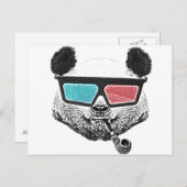 Carte Postale Panda vintage lunettes 3D (Devant / Derrière)