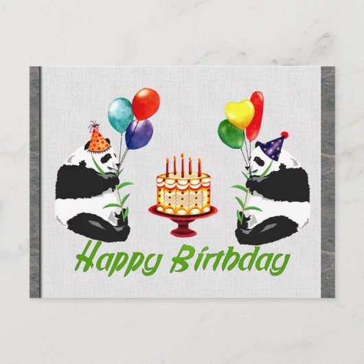 Carte Postale Pandas d'anniversaire (Devant)