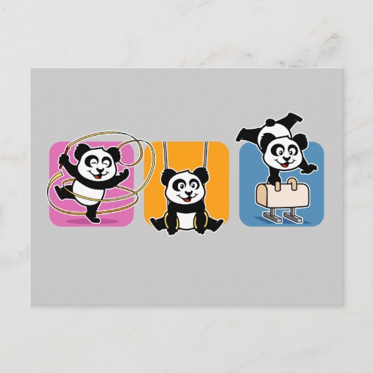 Carte Postale Pandas de gymnastique (Devant)