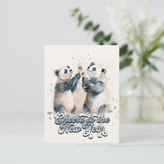 Carte Postale Pandas du Nouvel An (Debout devant)