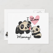 Carte Postale Pandas I Love Maman (Devant / Derrière)