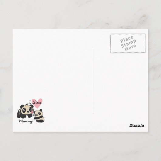 Carte Postale Pandas I Love Maman (Dos)