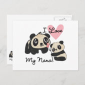 Carte Postale Pandas I Love My Nana (Devant / Derrière)