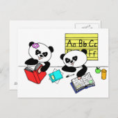 Carte Postale Pandas learning at school (Devant / Derrière)