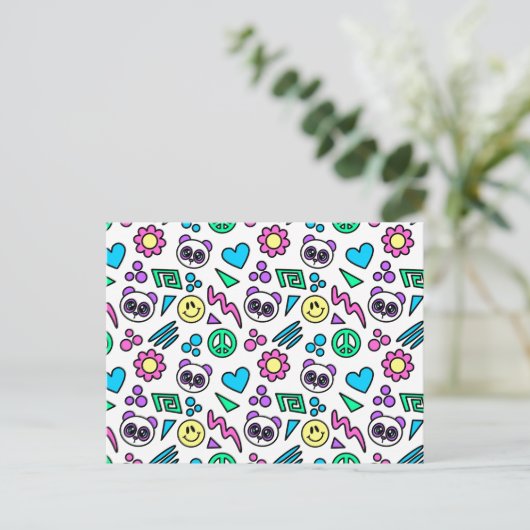 Carte Postale Pandas Y2K en blanc - 1000Pandas par Amanda Roos (Debout devant)