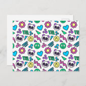Carte Postale Pandas Y2K en blanc - 1000Pandas par Amanda Roos (Devant / Derrière)