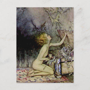 Carte Postale "Pandora ouvre la boîte" par Arthur Rackham