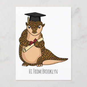 Carte Postale Pangolin mignon diplômé dessin animé