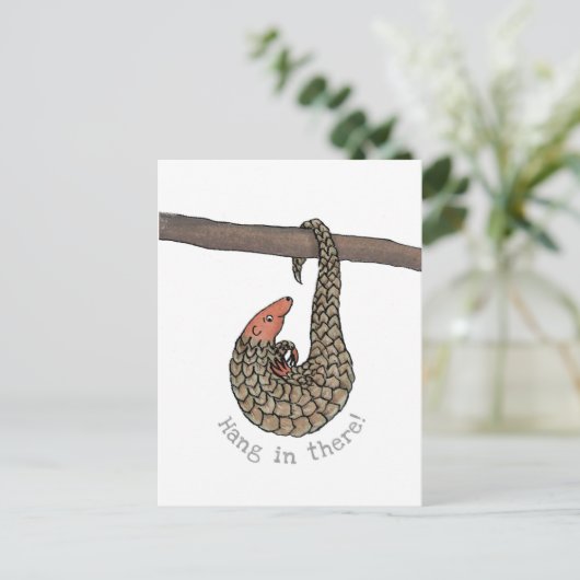 Carte postale Pangolin 'pendre là-dedans' (Debout devant)