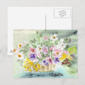 Carte postale Panier à fleurs (Devant / Derrière)