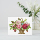 Carte Postale Panier à fleurs Rose vintage (Debout devant)