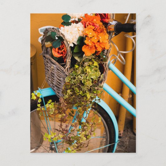 Carte Postale Panier à vélos bleu (Devant)