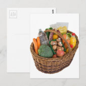 Carte Postale Panier avec aliments fruits et légumes (Devant / Derrière)