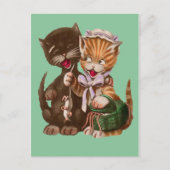 Carte Postale Panier cadeau de chats vintages (Devant)