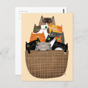 Carte Postale Panier de chatons