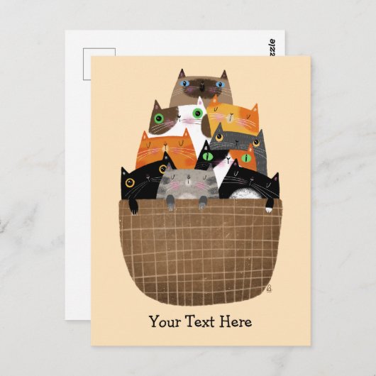 Carte Postale Panier de chatons (Devant / Derrière)