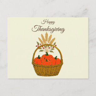 Carte Postale Panier de Citrouilles et Blé d'Aut