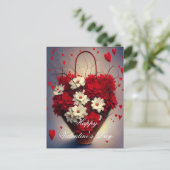 Carte Postale Panier de coeurs et de fleurs valentin (Debout devant)