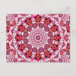 Carte Postale Panier de dentelle, Rouge Abstrait, Rose, Mandala 