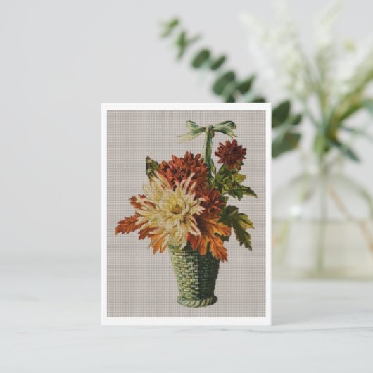 Carte Postale Panier de fleurs à l'ancienne (Debout devant)