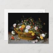 Carte Postale Panier de fleurs, Jan Brueghel le plus jeune (Devant / Derrière)