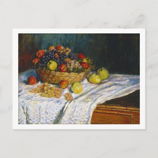 Carte Postale Panier de fruits avec pommes et raisins Claude Mon (Devant)
