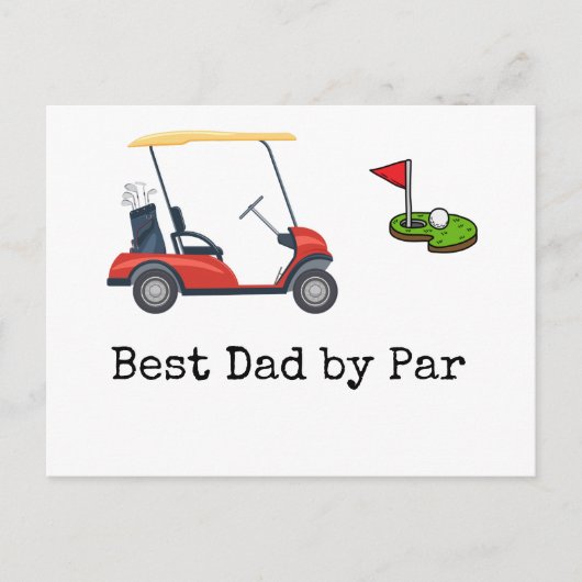 Carte Postale Panier de golf avec Best papa par Par père (Devant)
