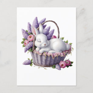Carte Postale Panier de lapin et de fleurs délicieux
