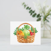 CARTE POSTALE PANIER DE LÉGUMES FRAIS (Debout devant)