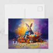 Carte Postale Panier de Pâques de lapin de Pâques (Devant / Derrière)