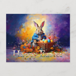 Carte Postale Panier de Pâques de lapin de Pâques