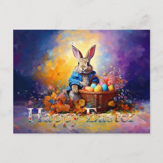 Carte Postale Panier de Pâques de lapin de Pâques (Devant)