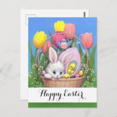 Carte Postale Panier de Pâques vintage adorable (Devant / Derrière)