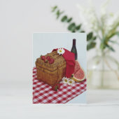 Carte Postale Panier de pique-nique et tranches de pastèque (Debout devant)