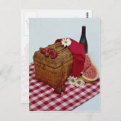 Carte Postale Panier de pique-nique et tranches de pastèque (Devant / Derrière)