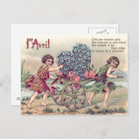 Carte Postale Panier De Poisson Oublier-Moi-Pas Rose (Devant / Derrière)