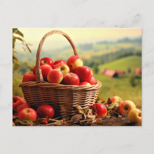 Carte Postale Panier de pomme, automne, (Devant)