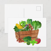 Carte Postale Panier de récolte de légumes de jardin (Devant / Derrière)