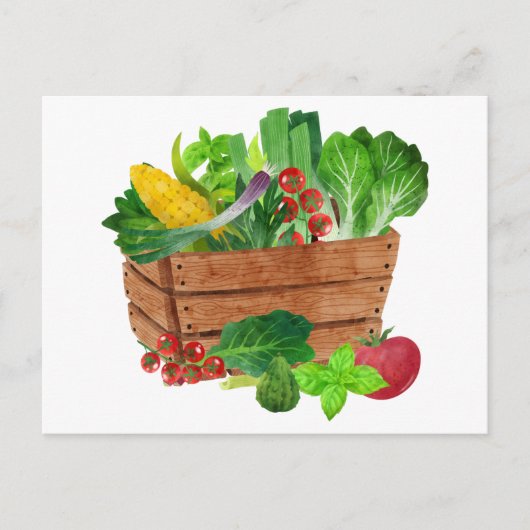 Carte Postale Panier de récolte de légumes de jardin (Devant)