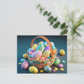 Carte Postale Panier D'Oeufs De Pâques Colorés (Debout devant)