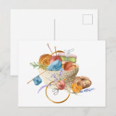 Carte Postale Panier en fils de tricot pour Tricot (Devant / Derrière)