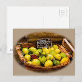 Carte Postale Panier en osier de citrons italiens au marché (Devant / Derrière)