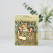 Carte Postale Panier Enfants mignons Oubliez-Moi-Ne-Pas (Debout devant)