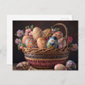 Carte Postale Panier Festif Vibrant Des Oeufs De Pâques (Devant / Derrière)