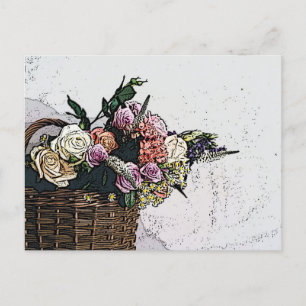 Carte Postale Panier floral chic de l'art des fleurs
